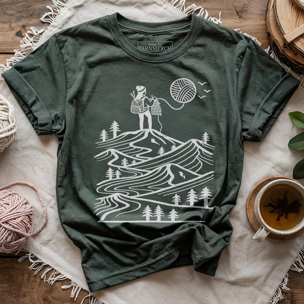 A Camper Knitting The Sun T-shirt