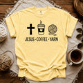 Comfort Colors Jesus, Coffee and Yarn T-shirt