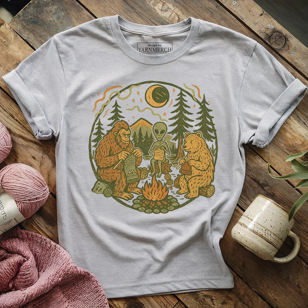 Campfire Crocheting Friends T-shirt