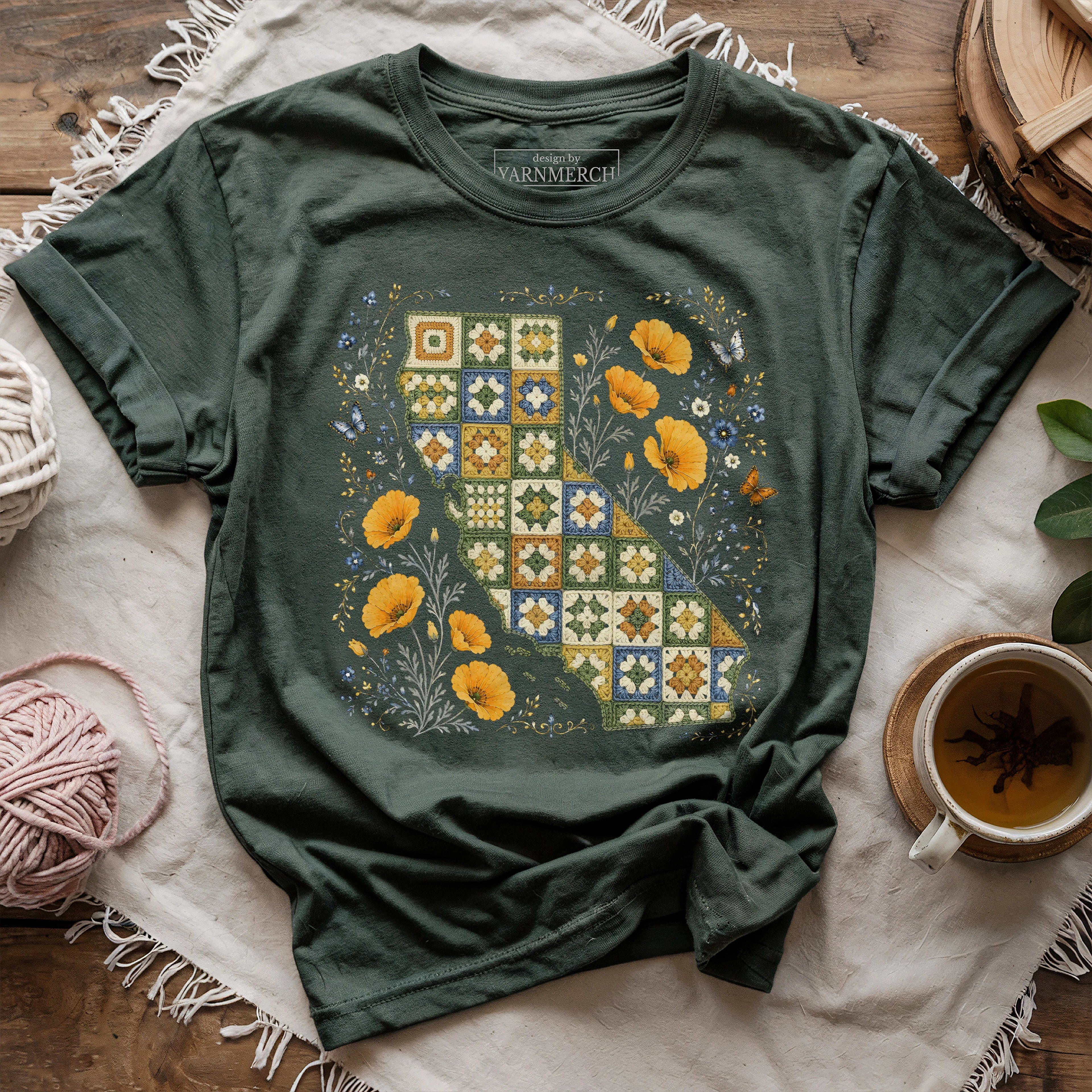 California In Granny Squares T-shirt