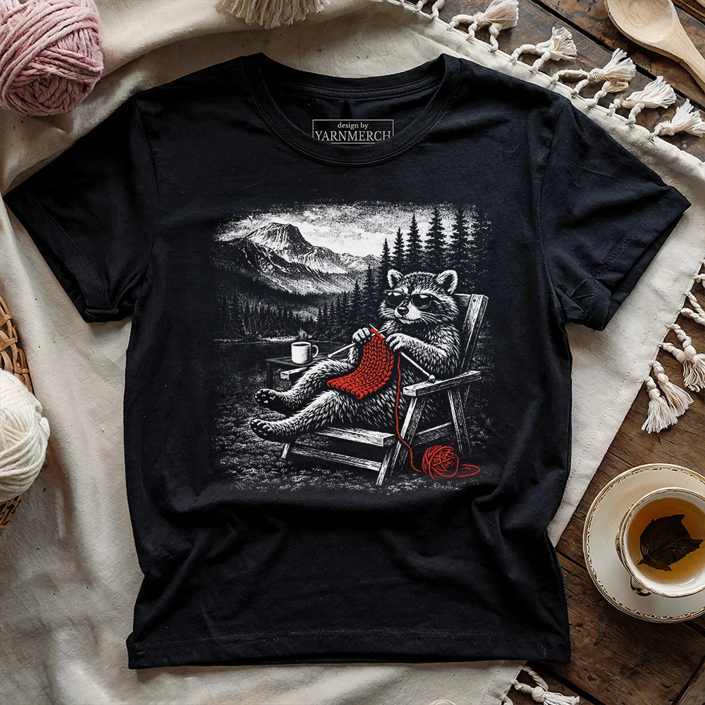 Knitting Retreat Racoon T-shirt
