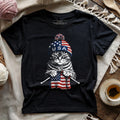 USA Knitting Cat T-shirt
