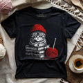 Vintage Cat, Book & Crocheting T-shirt