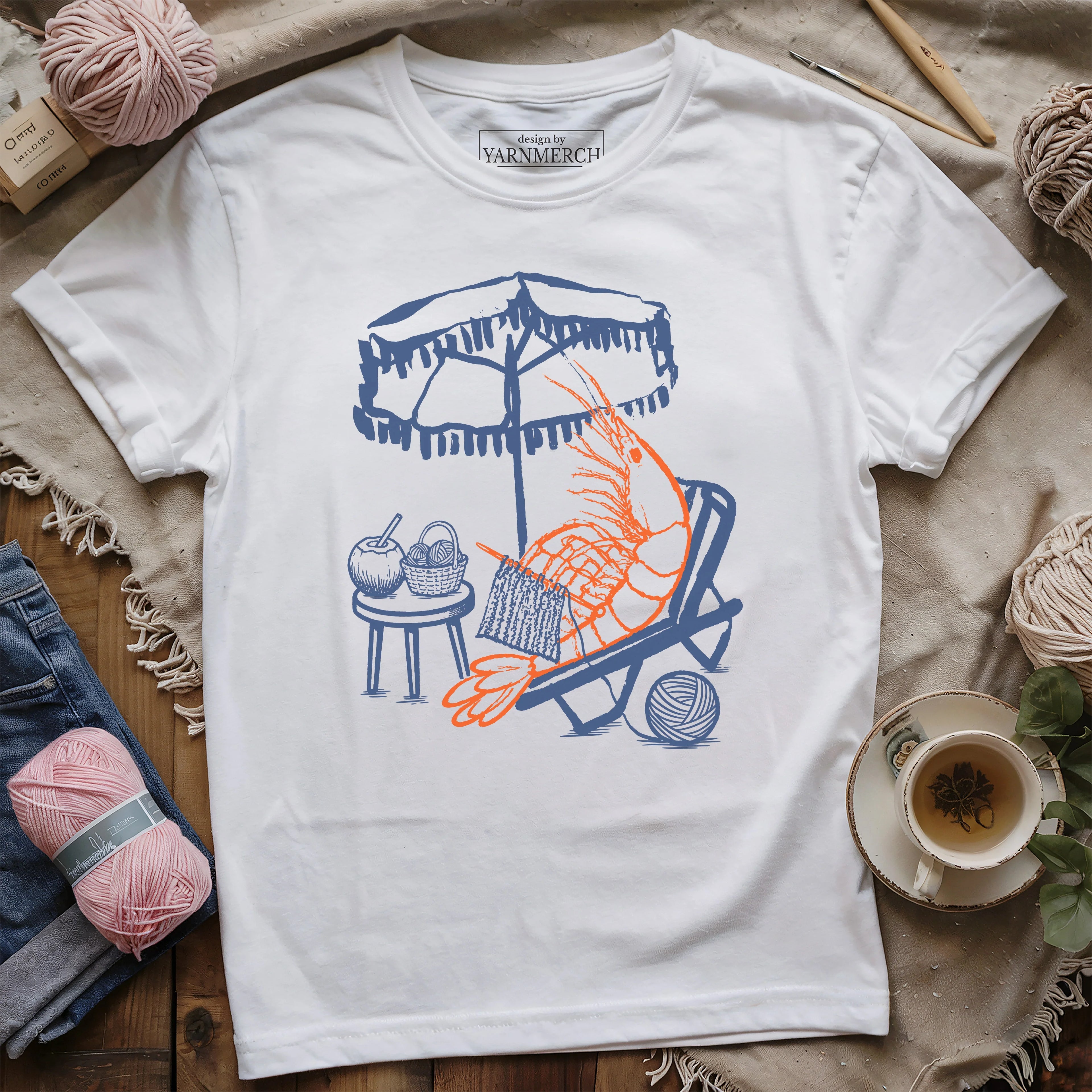 Shrimp Knitting T-shirt